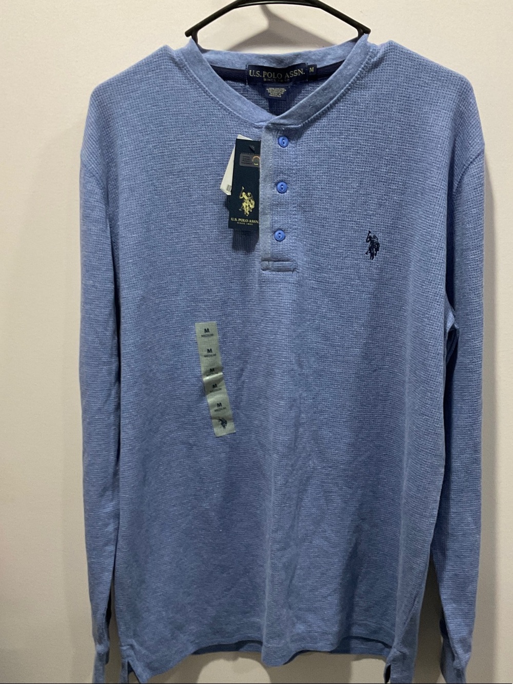 U.S. Polo Assn. Men's Sky Blue Long Sleeve Henley